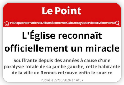 Coupure de presse Le Point : L'Église reconnaît officiellement un miracle